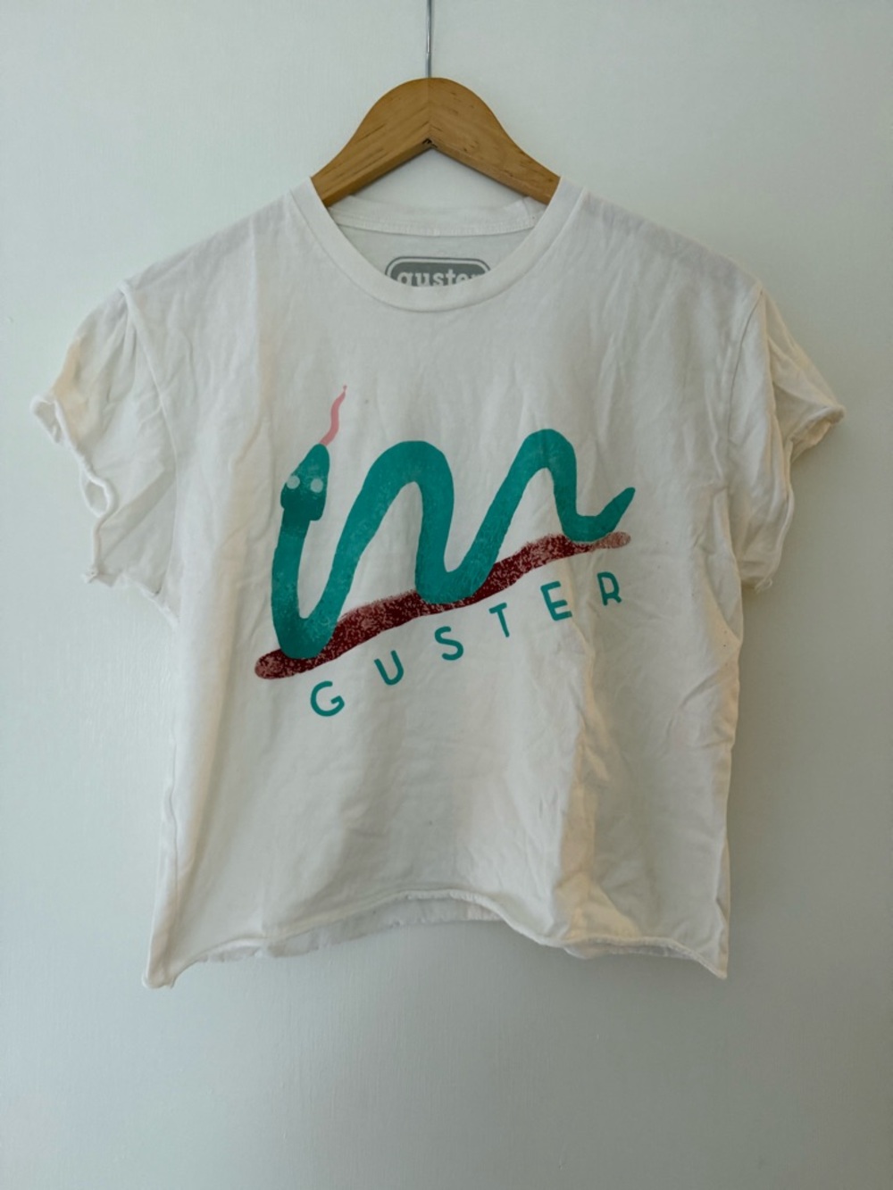 Guster White Graphic Band Tee with Teal Snake